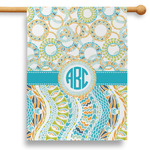 Teal Circles & Stripes 28" House Flag - Double Sided (Personalized)