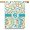 Teal Circles & Stripes 28" House Flag - Single Sided (Personalized)