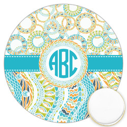 Teal Circles & Stripes Printed Cookie Topper - 3.25" (Personalized)
