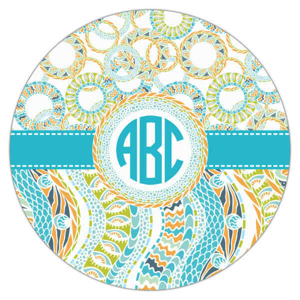 Teal Circles & Stripes Icing Circle - Large - Single