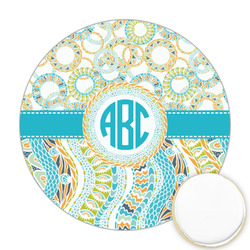 Teal Circles & Stripes Printed Cookie Topper - Round (Personalized)