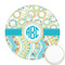Teal Circles & Stripes Printed Cookie Topper - Round (Personalized)