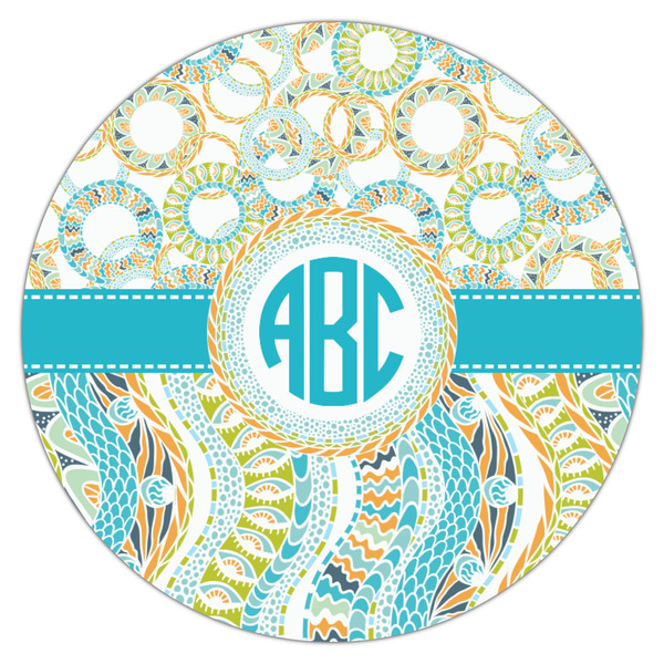 Teal Circles & Stripes Icing Circle - Medium - Single