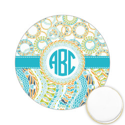 Teal Circles & Stripes Printed Cookie Topper - 2.15" (Personalized)