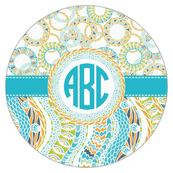 Teal Circles & Stripes Icing Circle - Small - Single