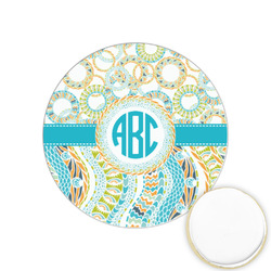 Teal Circles & Stripes Printed Cookie Topper - 1.25" (Personalized)