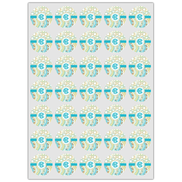 Teal Circles & Stripes Icing Circle - XSmall - Set of 35