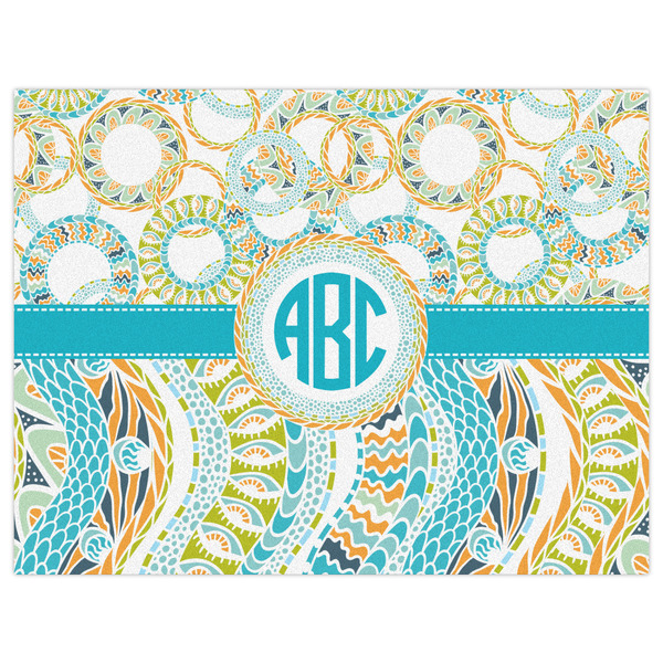 Teal Circles & Stripes Indoor / Outdoor Rug - 6'x8' - Front Flat