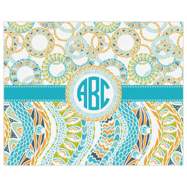 Teal Circles & Stripes Indoor / Outdoor Rug - 8'x10' - Front Flat