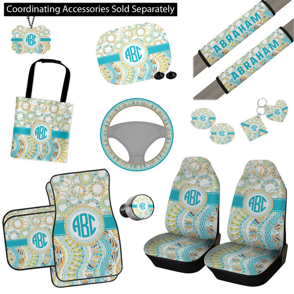 Teal Circles & Stripes Interior Car Accessories