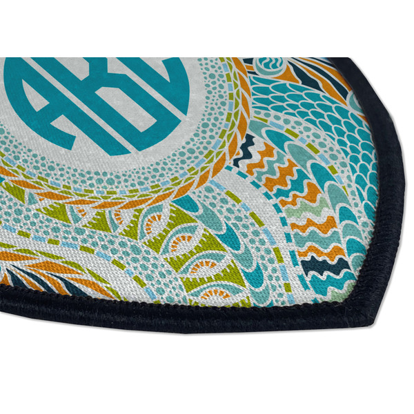 Teal Circles & Stripes Iron on Shield 3 Detail