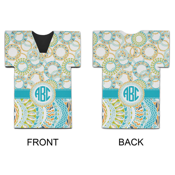 Teal Circles & Stripes Jersey Bottle Cooler - APPROVAL