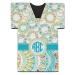 Teal Circles & Stripes Jersey Bottle Cooler (Personalized)