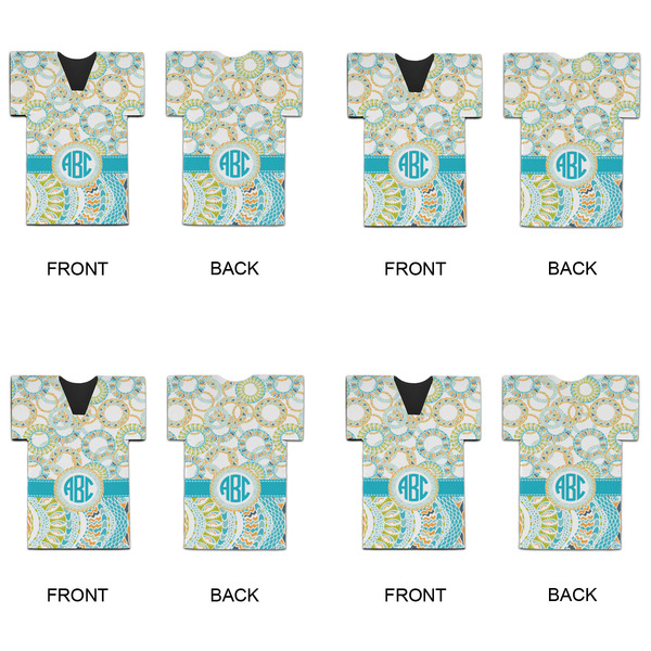 Teal Circles & Stripes Jersey Bottle Cooler - Set of 4 - APPROVAL