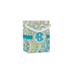Teal Circles & Stripes Jewelry Gift Bags - Gloss (Personalized)