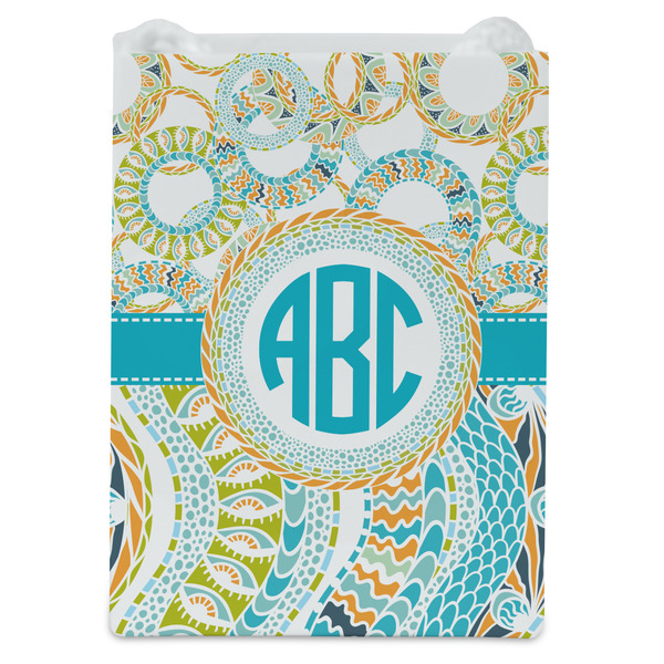 Teal Circles & Stripes Jewelry Gift Bag - Matte - Front
