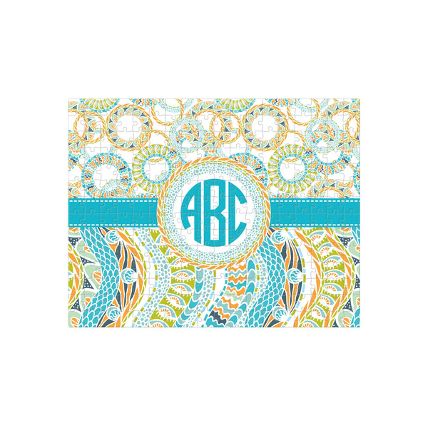 Custom Teal Circles & Stripes 252 pc Jigsaw Puzzle (Personalized)