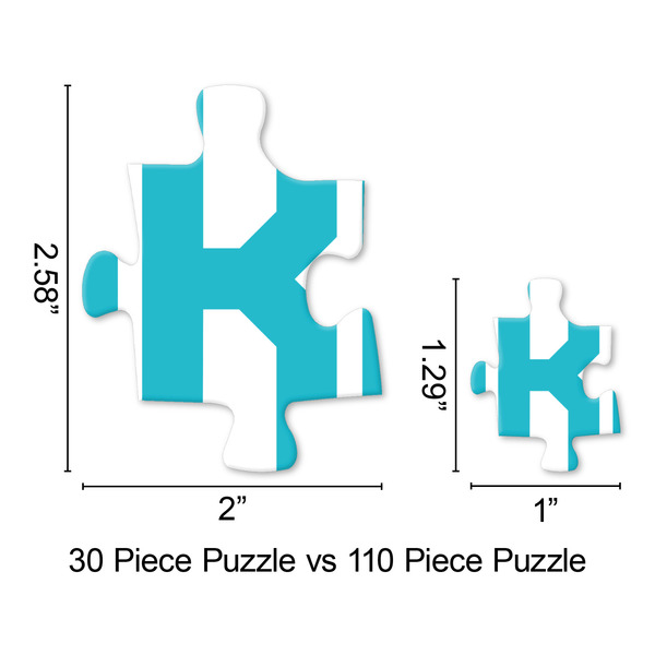 Teal Circles & Stripes Jigsaw Puzzle - Piece Comparison