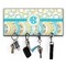 Teal Circles & Stripes Key Hanger w/ 4 Hooks w/ Monogram