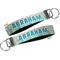 Teal Circles & Stripes Key-chain - Metal and Nylon - Front and Back