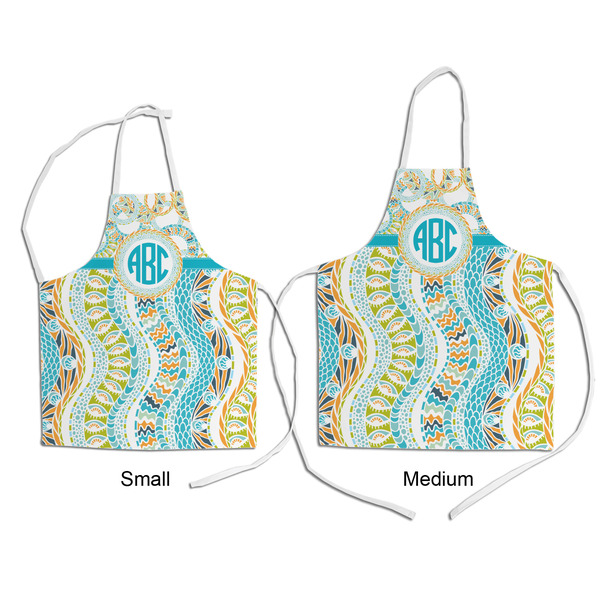 Teal Circles & Stripes Kid's Aprons - Comparison