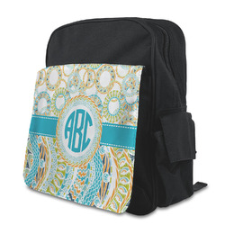 Teal Circles & Stripes Preschool Backpack (Personalized)