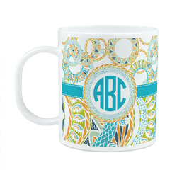 Teal Circles & Stripes Plastic Kids Mug (Personalized)