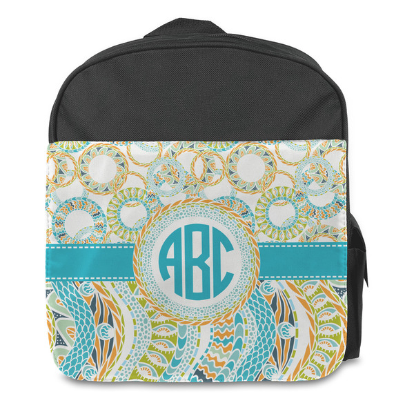 Teal Circles & Stripes Kids Backpack - Front