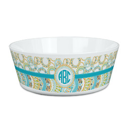 Teal Circles & Stripes Kid's Bowl (Personalized)