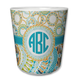 Teal Circles & Stripes Plastic Tumbler 6oz (Personalized)