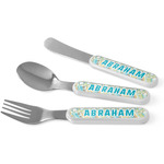 Teal Circles & Stripes Kid's Flatware (Personalized)
