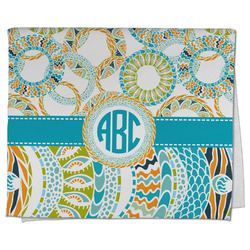 Teal Circles & Stripes Kitchen Towel - Poly Cotton w/ Monograms