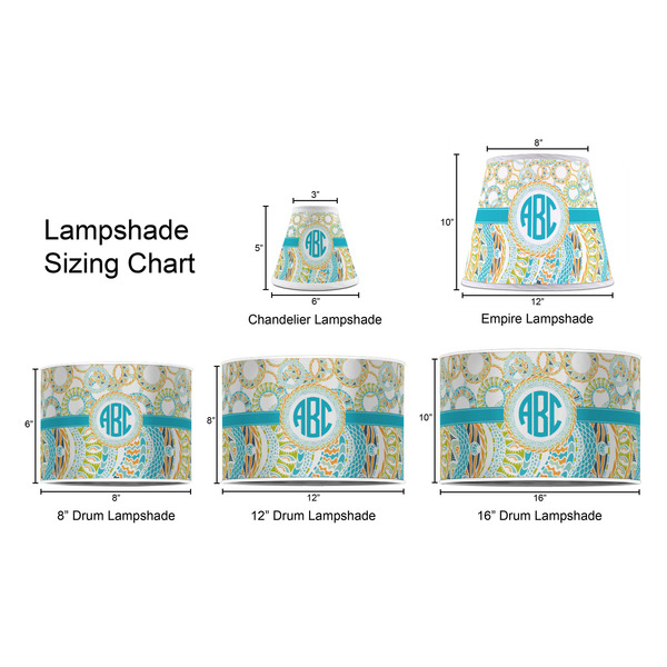 Teal Circles & Stripes Lampshade Sizing Chart