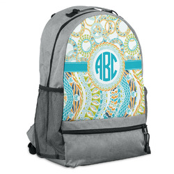 Teal Circles & Stripes Backpack - Grey (Personalized)