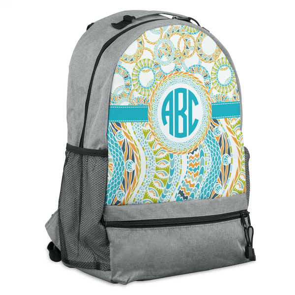 Custom Teal Circles & Stripes Backpack (Personalized)