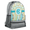 Teal Circles & Stripes Large Backpack - Gray - Angled View