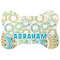 Teal Circles & Stripes Bone Shaped Dog Food Mat (Personalized)