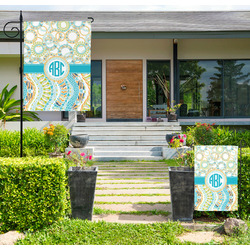 Teal Circles & Stripes Large Garden Flag - Double Sided (Personalized)