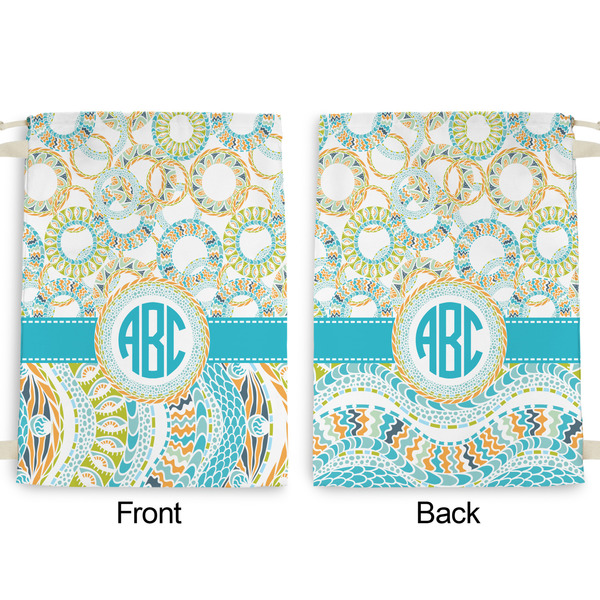 Teal Circles & Stripes Large Laundry Bag - Front & Back View