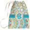 Teal Circles & Stripes Large Laundry Bag - Front View