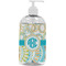Teal Circles & Stripes Plastic Soap / Lotion Dispenser (16 oz - Large - White) (Personalized)