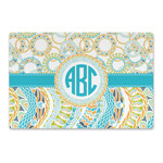 Teal Circles & Stripes Large Rectangle Car Magnet (Personalized)