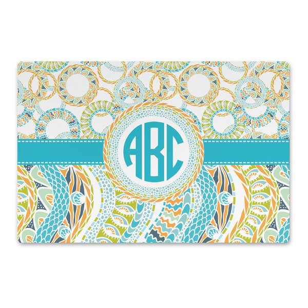 Custom Teal Circles & Stripes Large Rectangle Car Magnet (Personalized)