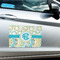 Teal Circles & Stripes Large Rectangle Car Magnets- In Context