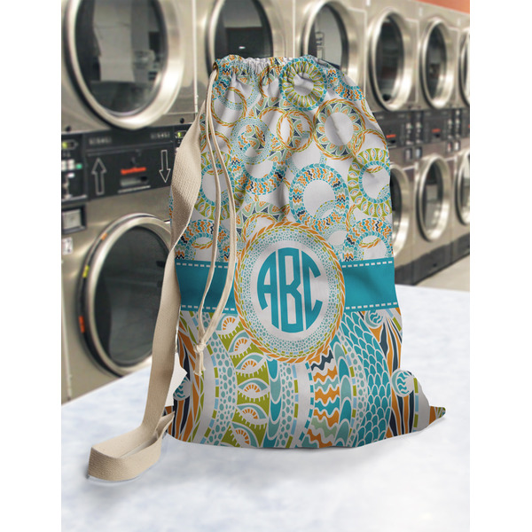 Teal Circles & Stripes Laundry Bag in Laundromat