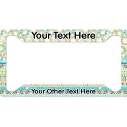 Teal Circles & Stripes License Plate Frame - Style A (Personalized)