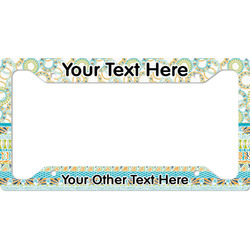 Teal Circles & Stripes License Plate Frame (Personalized)