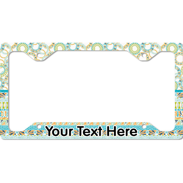 Custom Teal Circles & Stripes License Plate Frame - Style C (Personalized)