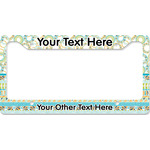 Teal Circles & Stripes License Plate Frame - Style B (Personalized)