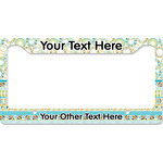 Teal Circles & Stripes License Plate Frame - Style B (Personalized)